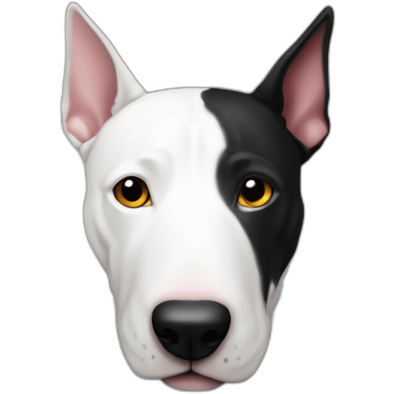 perro bull terrier color blanco con mancha negra en ojo derecho emoji