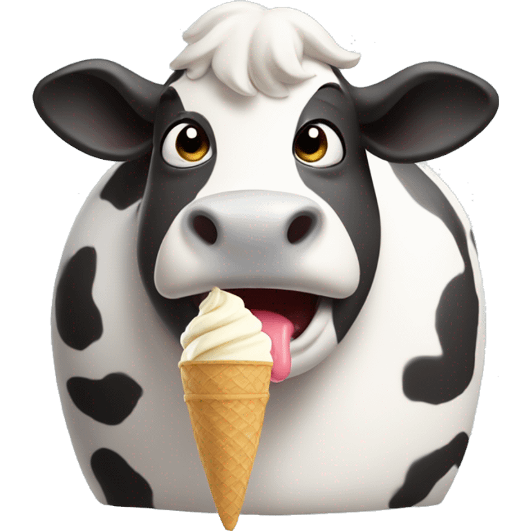 fat cow eating ice cream emoji