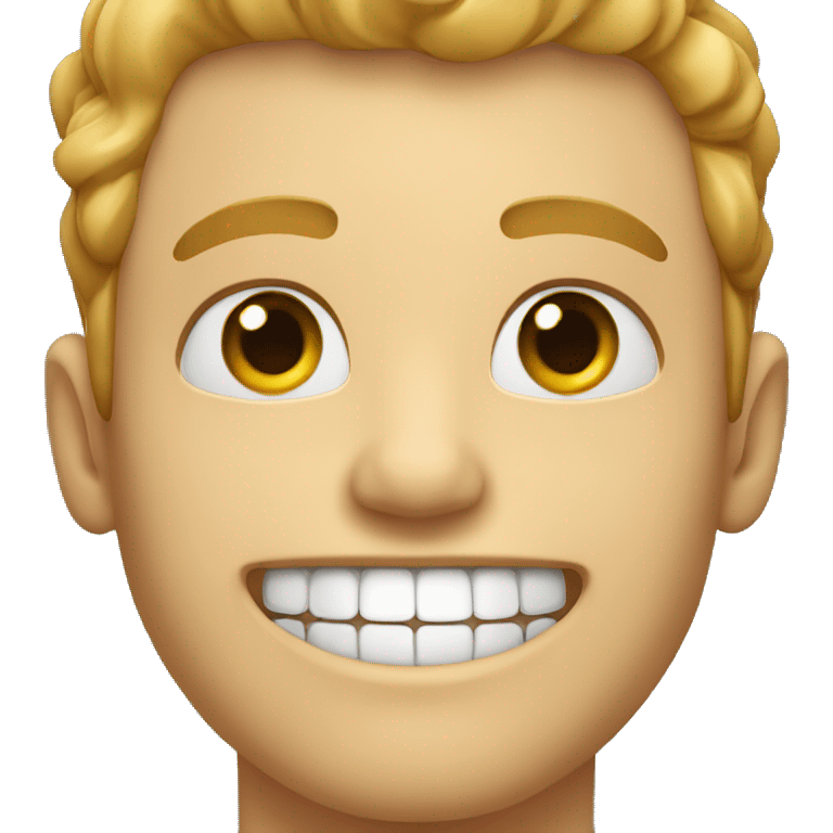 White Man smiling while showing teeth with jawline  emoji