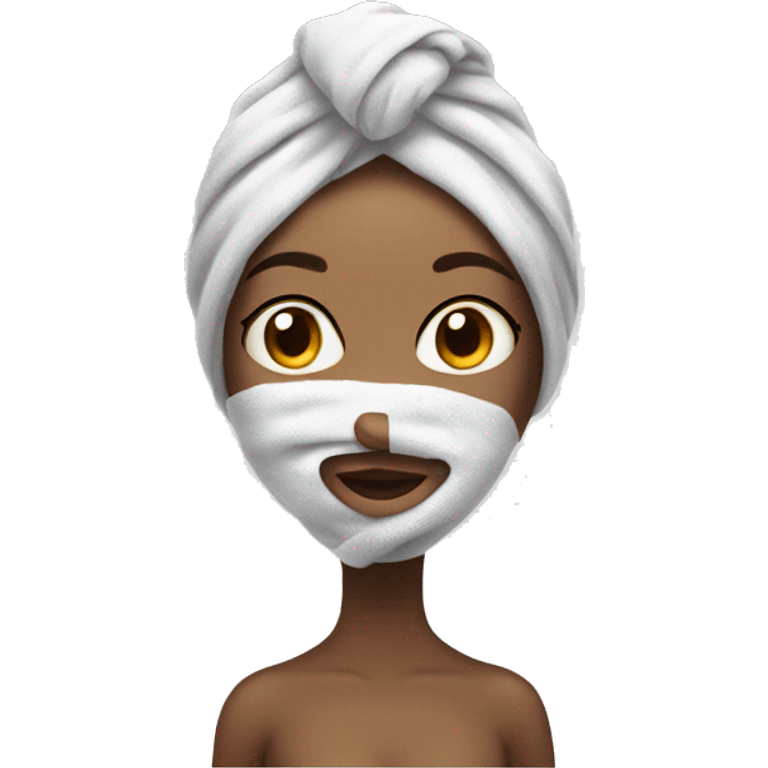 realistic girl with towel on her head after showering emoji