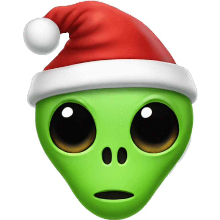 Alien wearing a Santa hat emoji