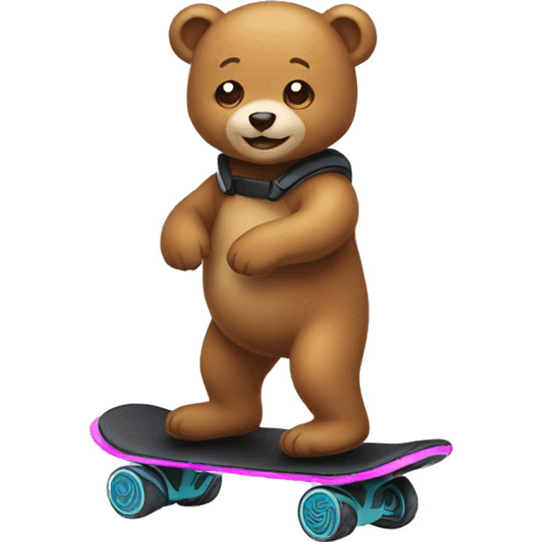 an emoji bear on hoverboard emoji