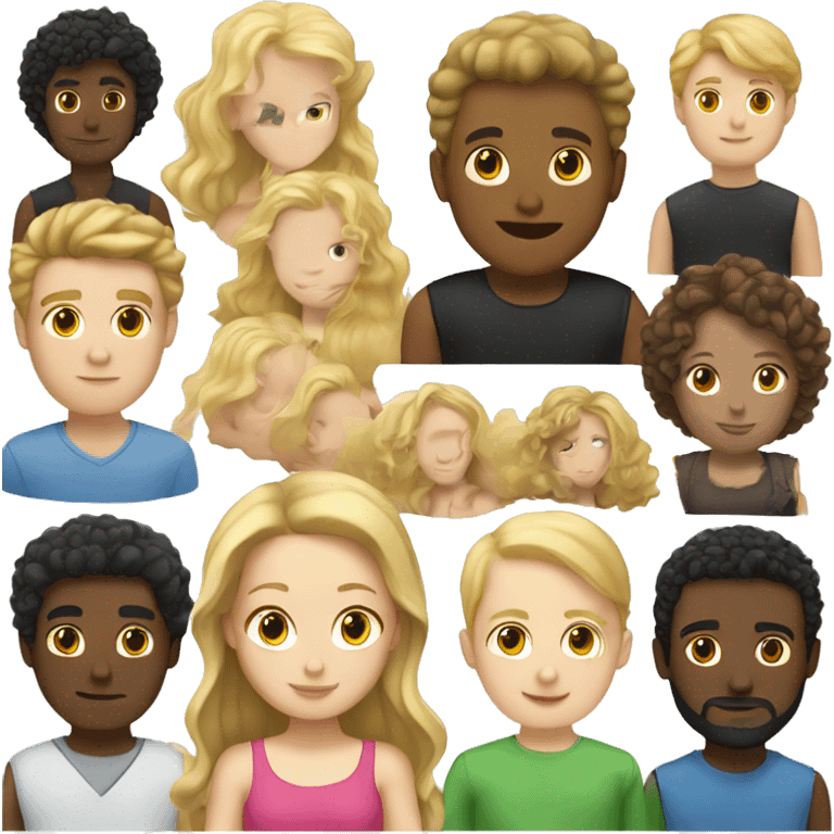 A white girl with blond straight hair and a light-skinned brown guy with curly black hair emoji