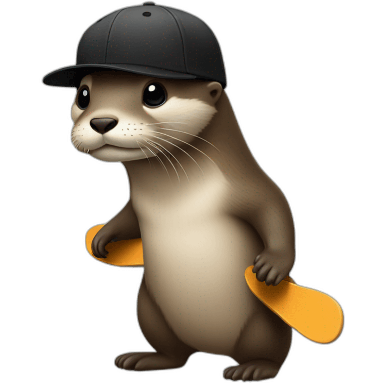 Otter with black cap and skateboards emoji