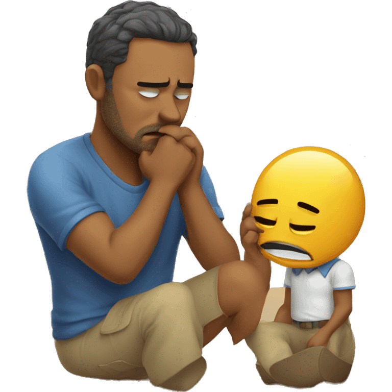 Men who cry trying to fix a broken heart of his wife emoji