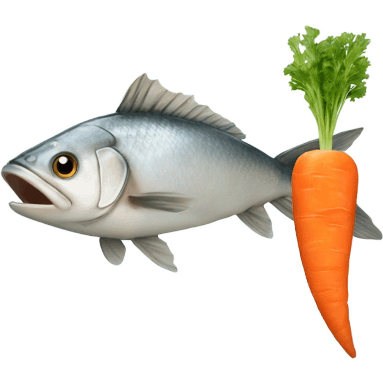 Fish eating a carrot emoji