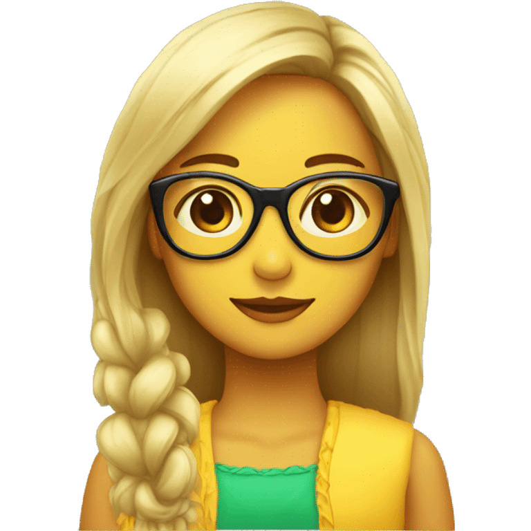 Chica con pañuelo en la cabeza,gafas doradas y uns corona emoji