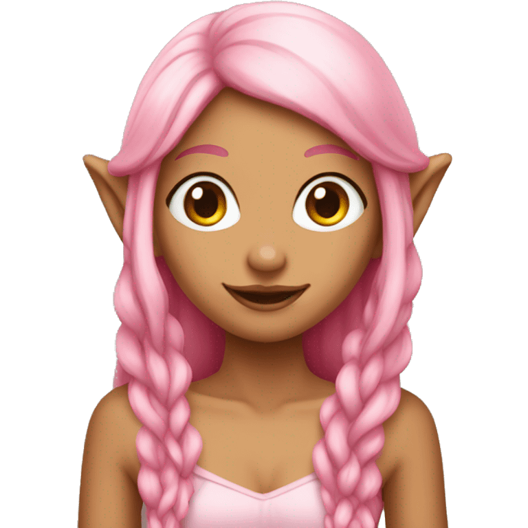 tan elf girl with long pink hair emoji