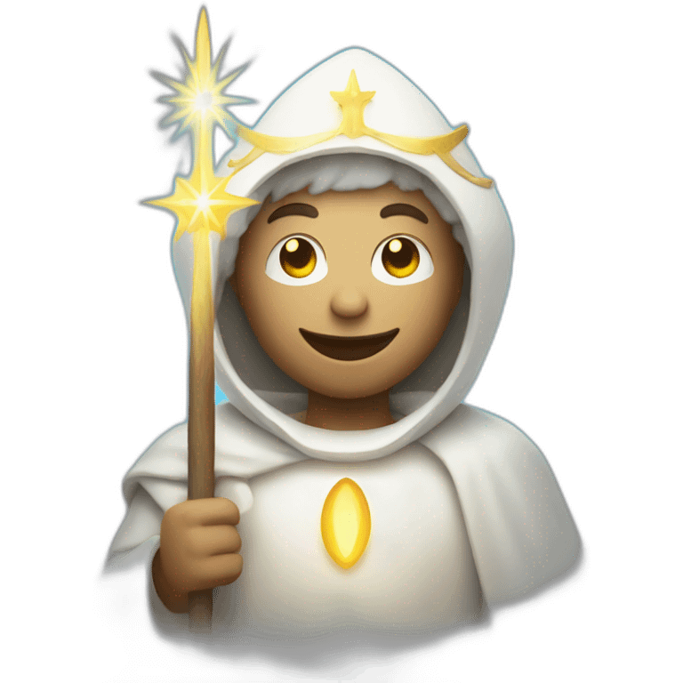 white pilgrim with a staff and a halo of light emoji