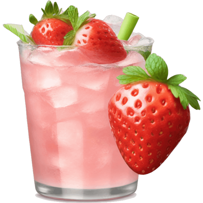 Pastel pink mojito strawberry  emoji