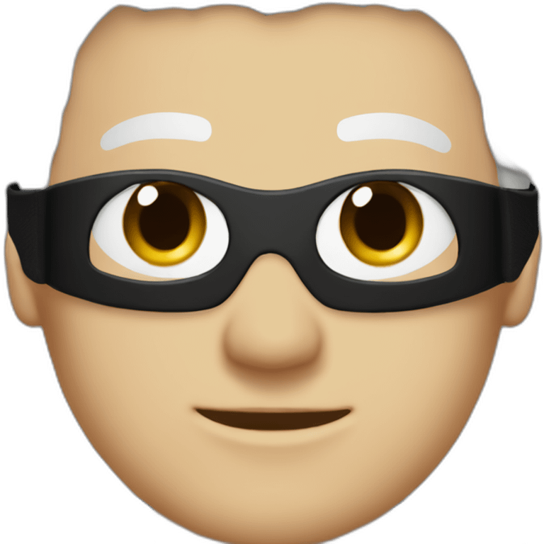 White male with spiky white hair with black blindfold wearing a black compression shirt emoji