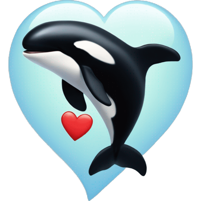 Orca whale with a heart emoji