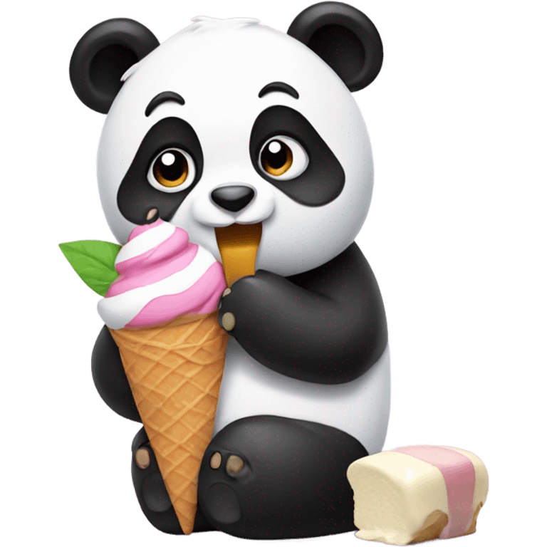 Panda eating ice cream emoji