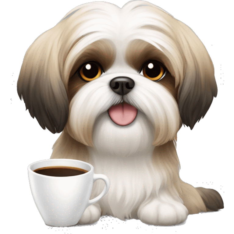 Shih tzu drinking coffee emoji