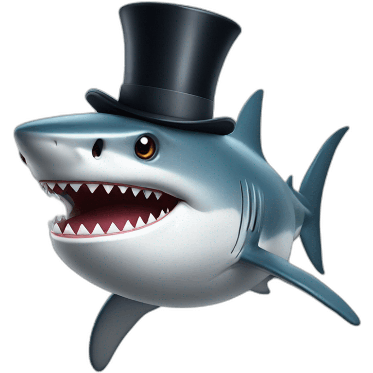 Shark with a top hat emoji