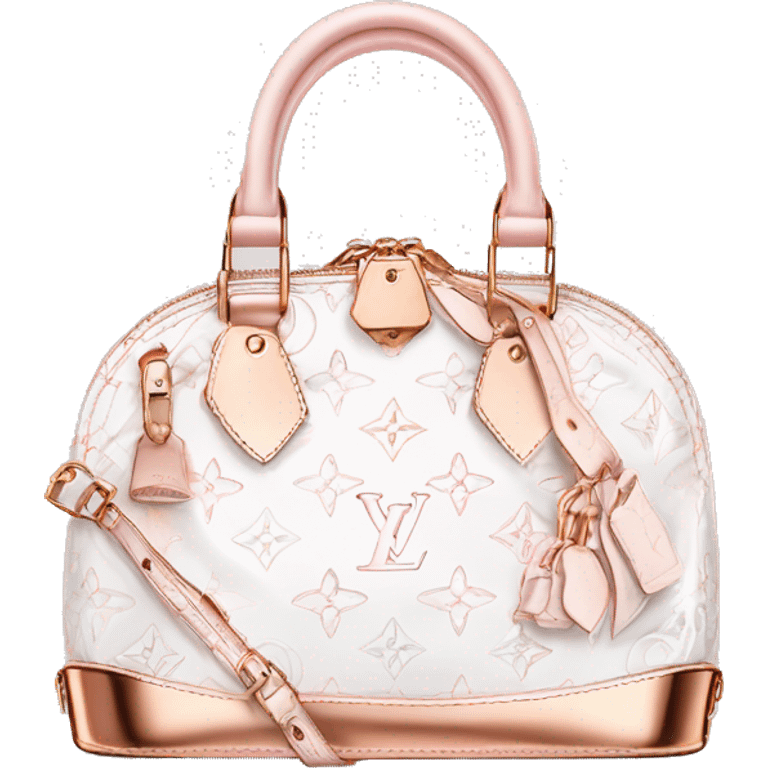 White Designer Louis Vuitton bag with rose gold monogram and rose gold trim emoji