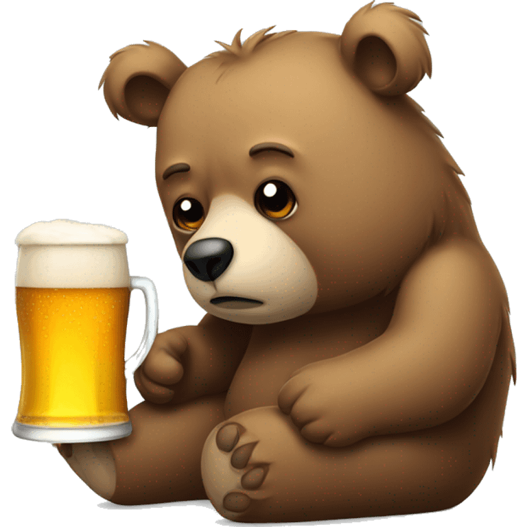 sad bear with beer emoji