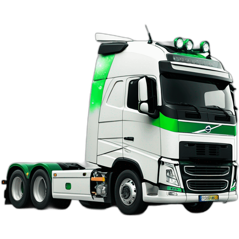 Volvo fh4 blanc décoré avec feux vert sans remorque emoji