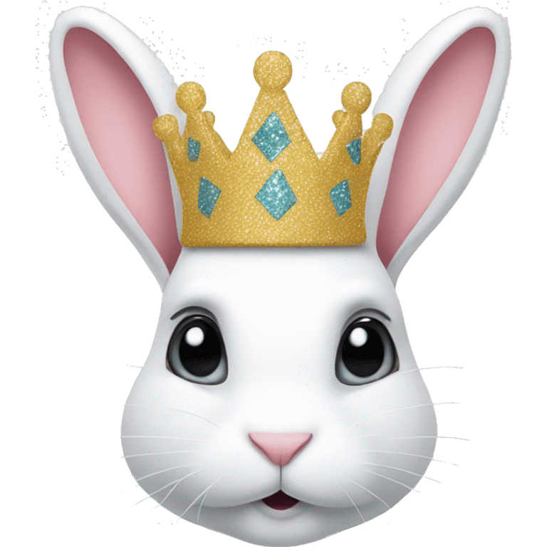 White rabbit with a glitter crown  emoji