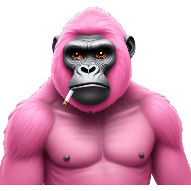 Pink gorilla with cigarette  emoji