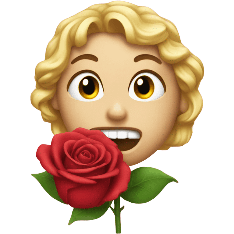 emoji with a rose in its mouth emoji