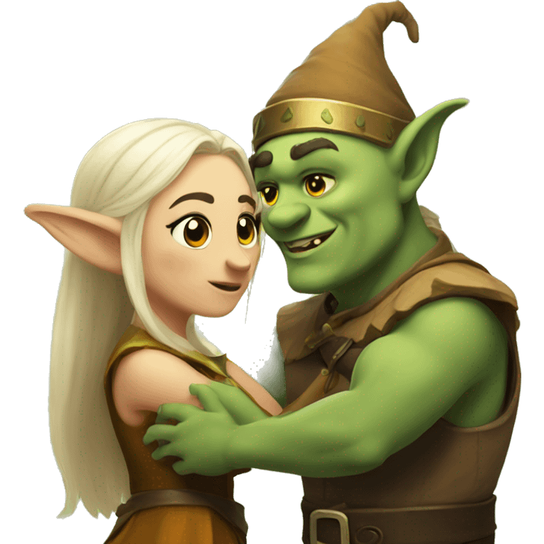 Ogre and elf in love emoji