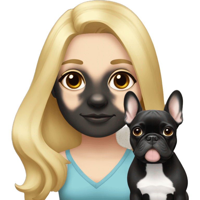 black french bulldog with blonde girl emoji