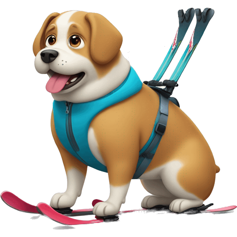 Obese dog skiing  emoji