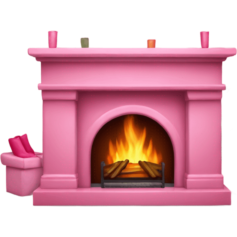 Pink fireplace with stockings emoji