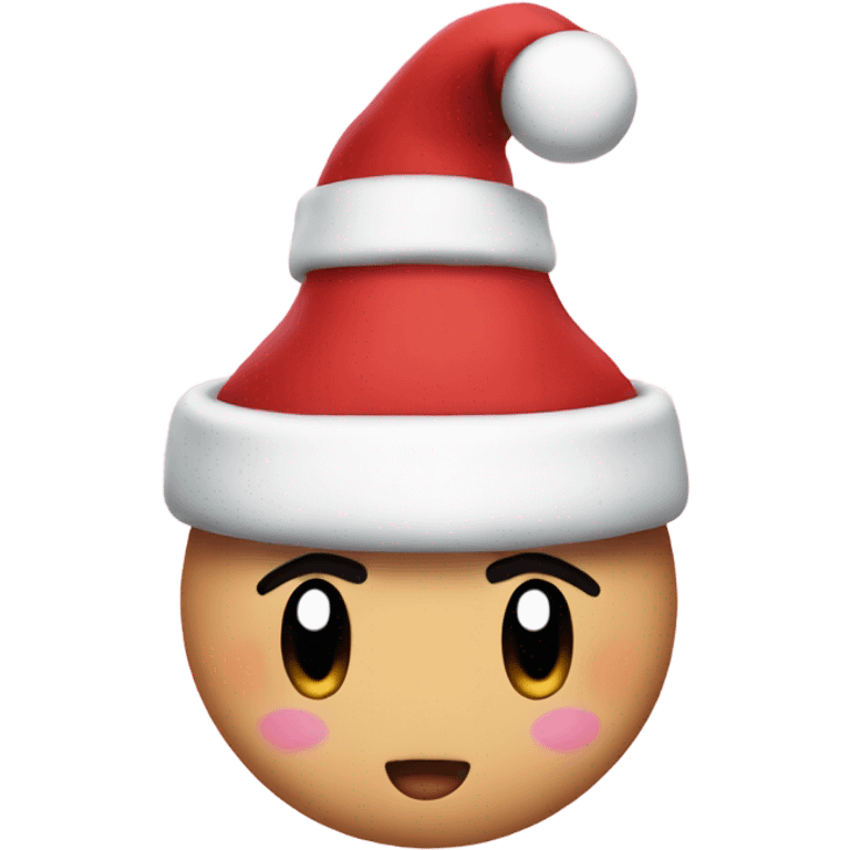 Kirby wearing a Christmas hat emoji