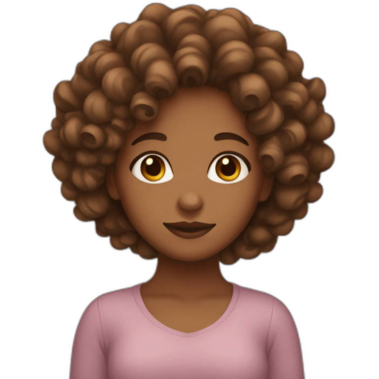 Brown girl with curly hair emoji