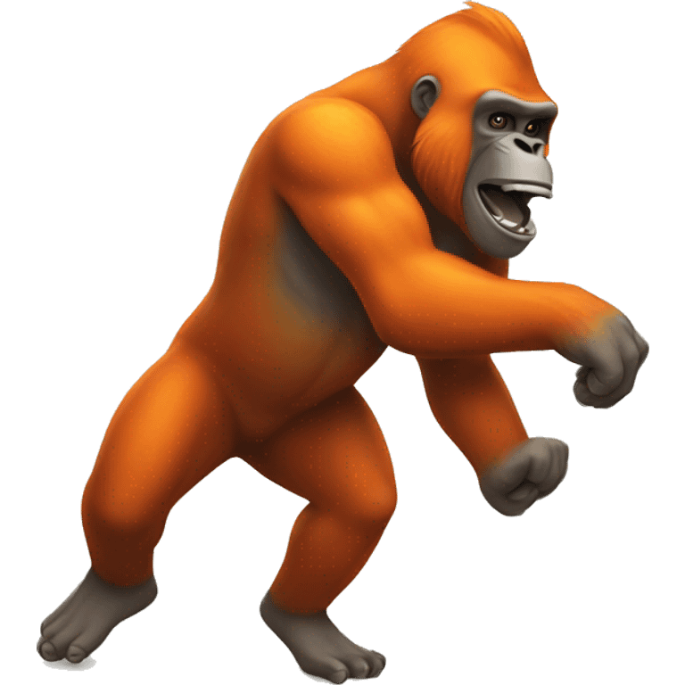 A dancing orange gorilla emoji