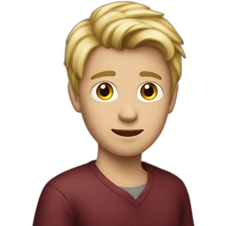 dirty blond teenage boy with maroon shirt emoji