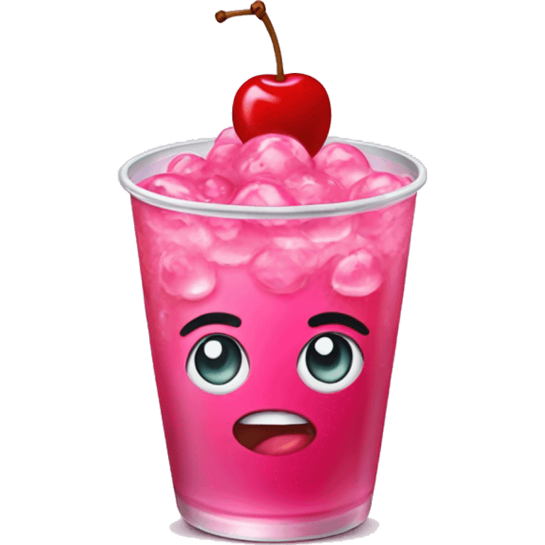 Pink soda with cherry on top emoji