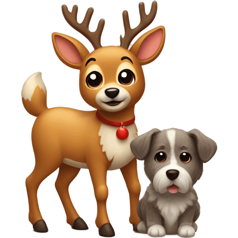 Cute Rudolph the deer with a furry dog emoji