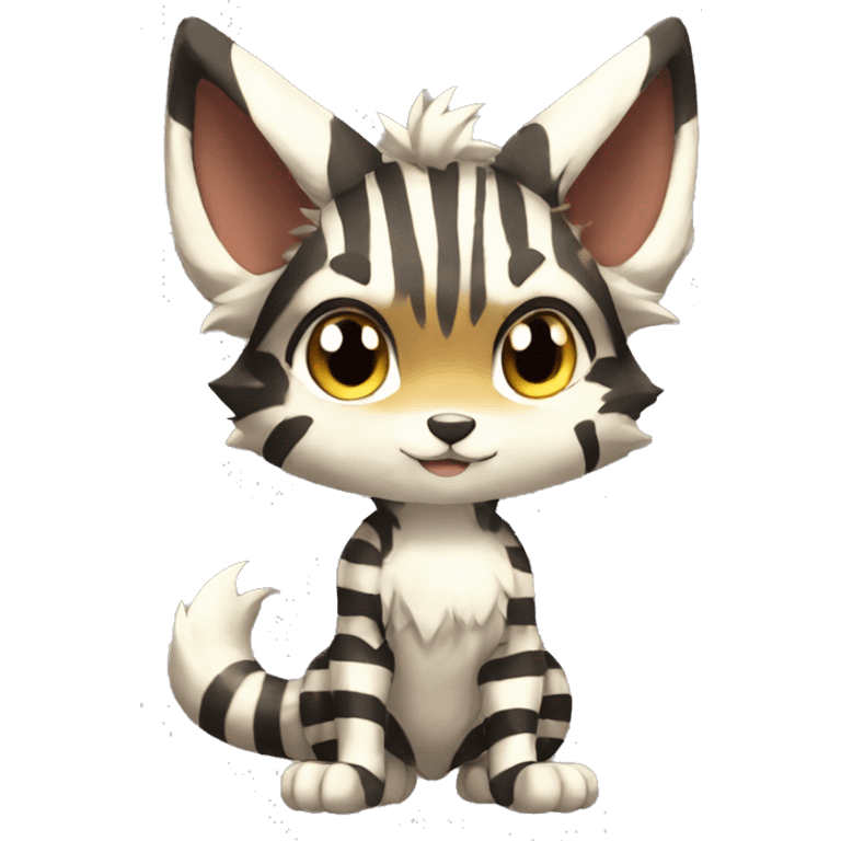 shiny, striped, Kemono-style, Chibi, Anthro-Fur-Sona-Fakémon, Full Body emoji