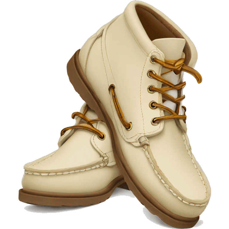 Cream colored sperry boots emoji