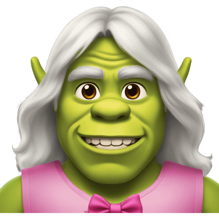 shrek with pink bow and long hair  emoji