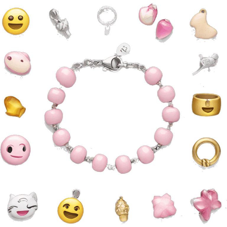 Bracelet with pink charms and beige charms emoji