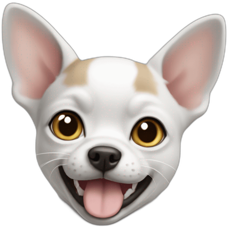 Cat white and grey with chihuahua emoji