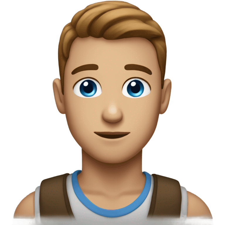 person with blue eyes brown and short bro emoji