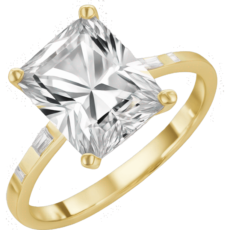 3 carat radiant cut diamond ring with thin plain gold band emoji