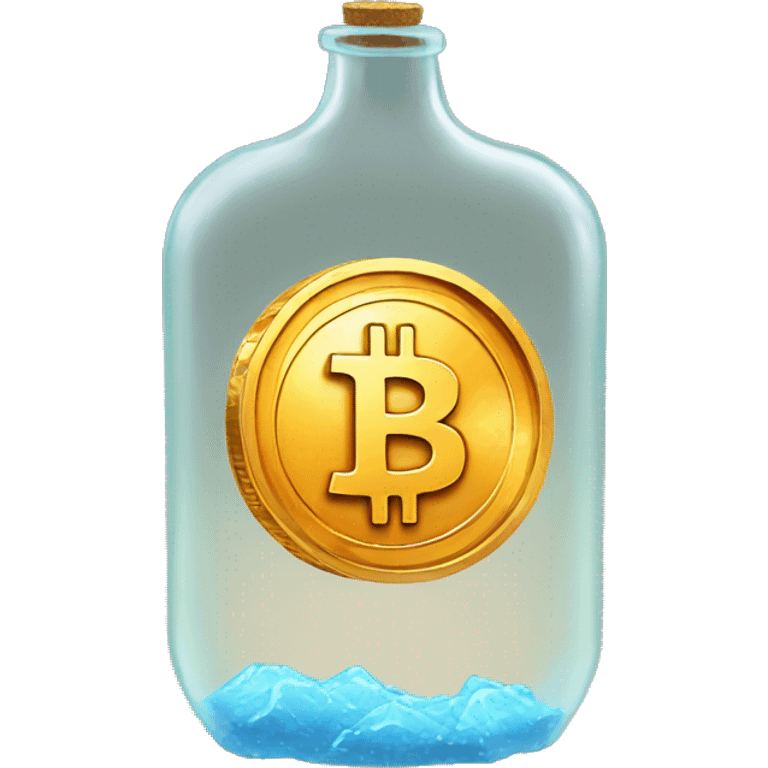 bitcoin inside of the bottle emoji