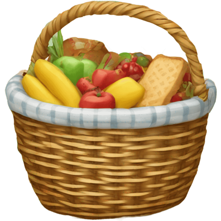 Wicker basket filled with picnic food emoji