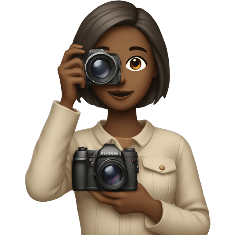 An aesthetic girl photographer holding a camera (in beige, neutral tones) emoji