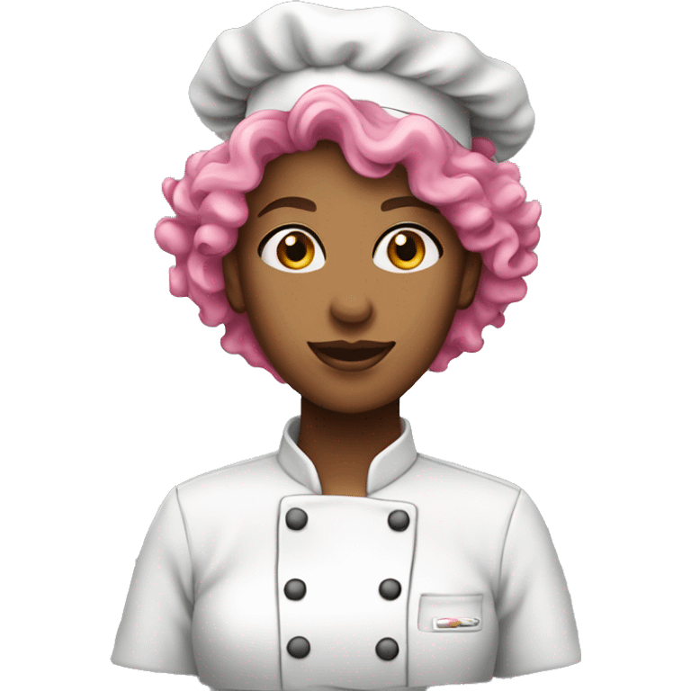 Female chef pink hat curly hair emoji