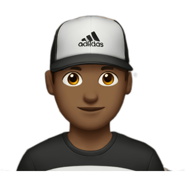 pale brown haired male with a black addidas cap emoji