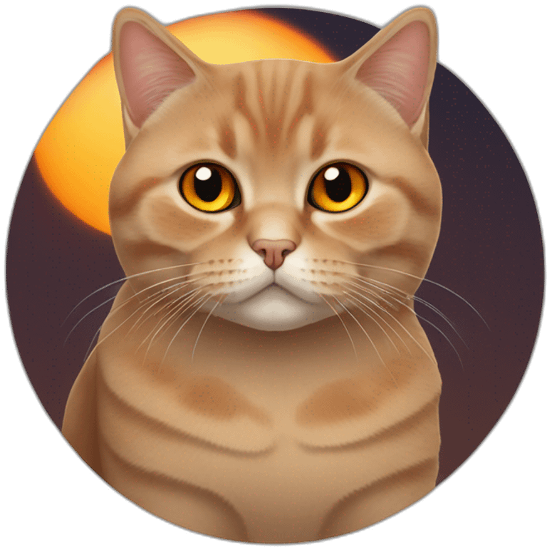 A sitting red british shorthair cat with orange eyes emoji