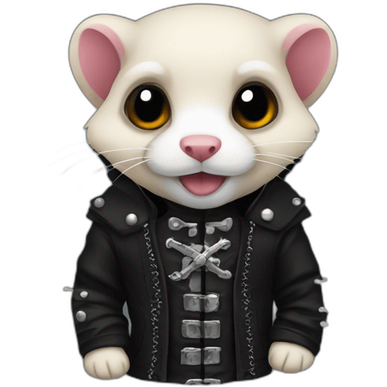 Red ferret wearing black gothic heavy metal clothing emoji