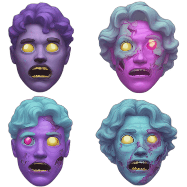 Vaporwave person, half person face half zombie face emoji